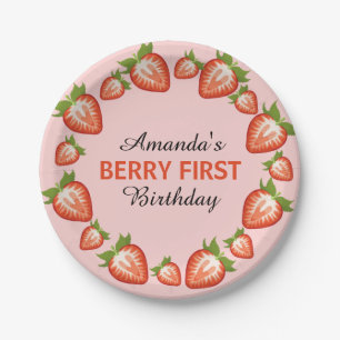Berry first birthday Berry Girl pink Strawberry Paper Plates