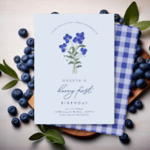 Berry First Birthday Blueberry Invitation