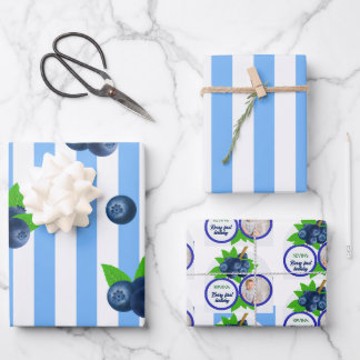 Berry First Birthday Blueberry Party  Wrapping Paper Sheets