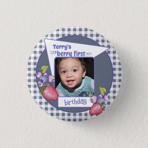 Berry First Birthday Button
