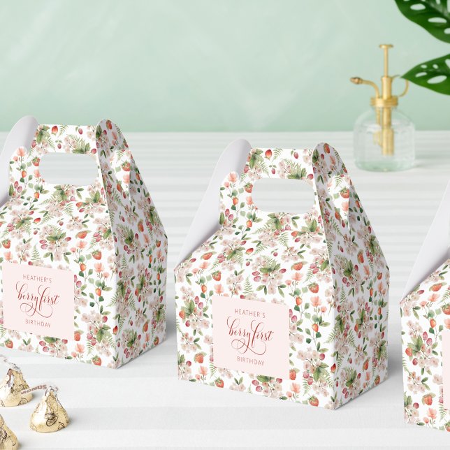 Berry First Birthday Favor Box (Strawberry Floral Berry First Birthday Favor Box by Painted Paperie
)