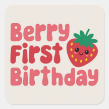 Berry First Birthday for Girls Sticker 