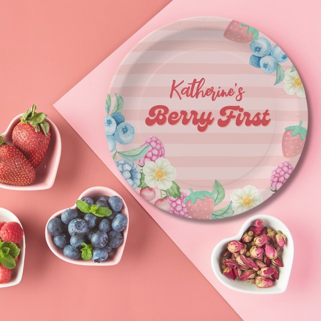 Berry First Birthday Fruit Theme 1st birthday Paper Plates (Creator Uploaded)
