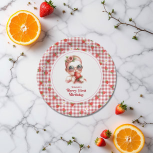 Berry First Birthday Gingham Paper Plates
