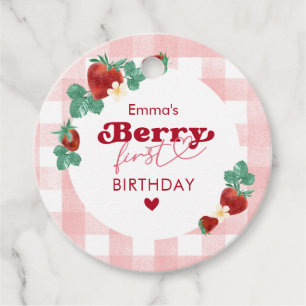 Berry First Birthday Girl 1st Birthday Strawberry Favor Tags