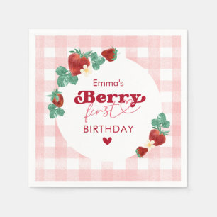 Berry First Birthday Girl 1st Birthday Strawberry Napkins