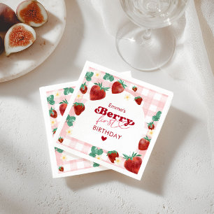 Berry First Birthday Girl 1st Birthday Strawberry Napkins