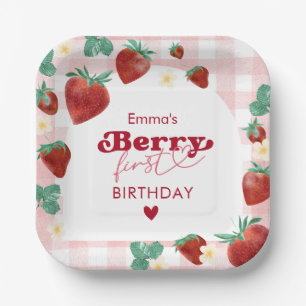 Berry First Birthday Girl 1st Birthday Strawberry Paper Plates
