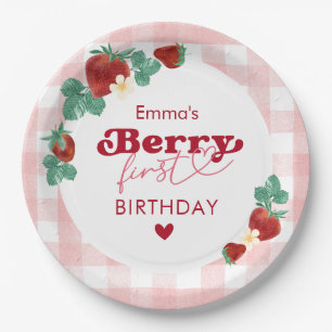 Berry First Birthday Girl 1st Birthday Strawberry Paper Plates