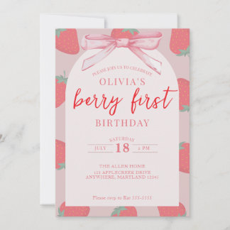 Berry First Birthday Girl Invitation