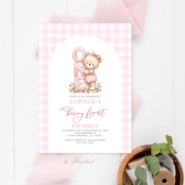 Berry First Birthday Girl Invitation (Creator Uploaded)