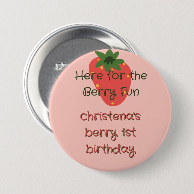 Berry First Birthday Guest Button (Front & Back)