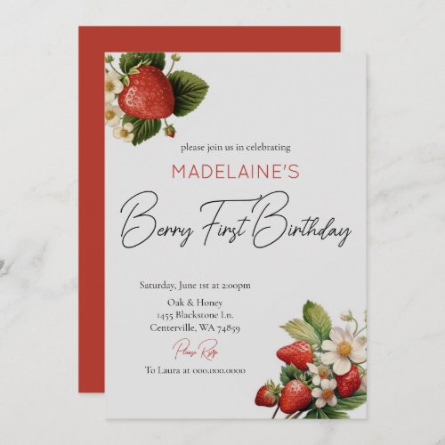 Berry First Birthday Invitation