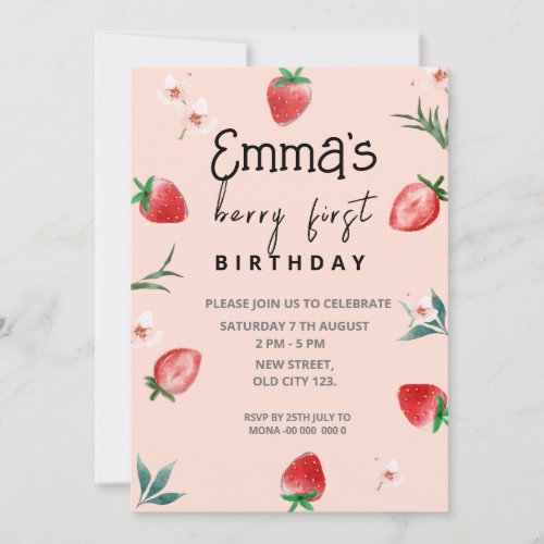 Berry First Birthday Invitation 