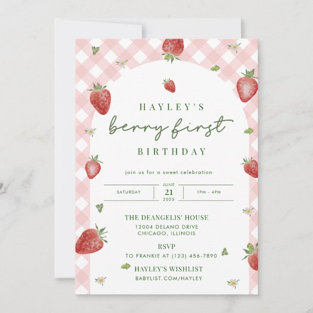 Berry First Birthday Invitation (Front)