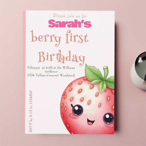berry first birthday  invitation