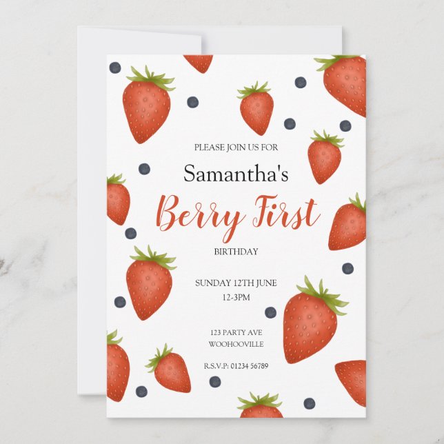 Berry First Birthday Invitation (Front)