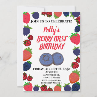 Berry First Birthday Invitation