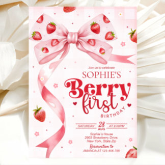 Berry first birthday invitation, 1st birthday invitation