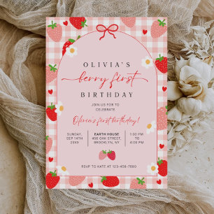 Berry First Birthday Invitation, Editable 1st Birt Invitation