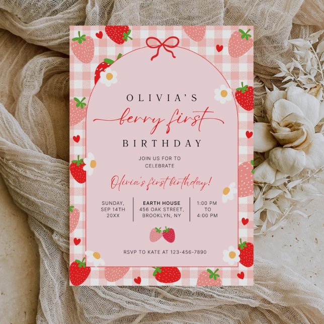Berry First Birthday Invitation, Editable 1st Birt Invitation (Creator Uploaded)