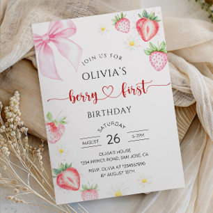 Berry First Birthday Invitation for Girl Party