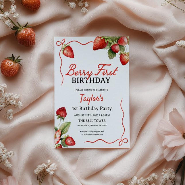  Berry First Birthday Invitation | Strawberry 1st  (Creator Uploaded)