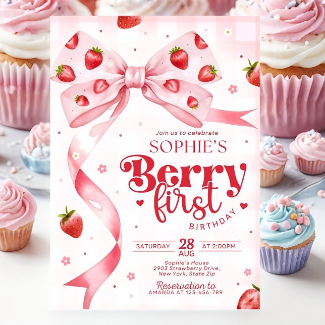 Berry First Birthday Invitation, Strawberry Birthd Invitation (Creator Uploaded)