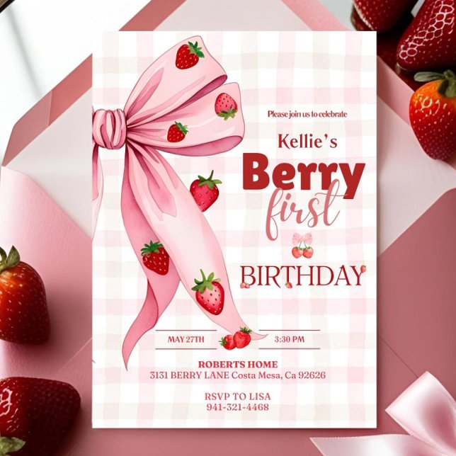 Berry First Birthday Invite Strawberry Birthday 1 (Creator Uploaded)