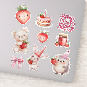 Berry First Birthday Kids Strawberry Sticker