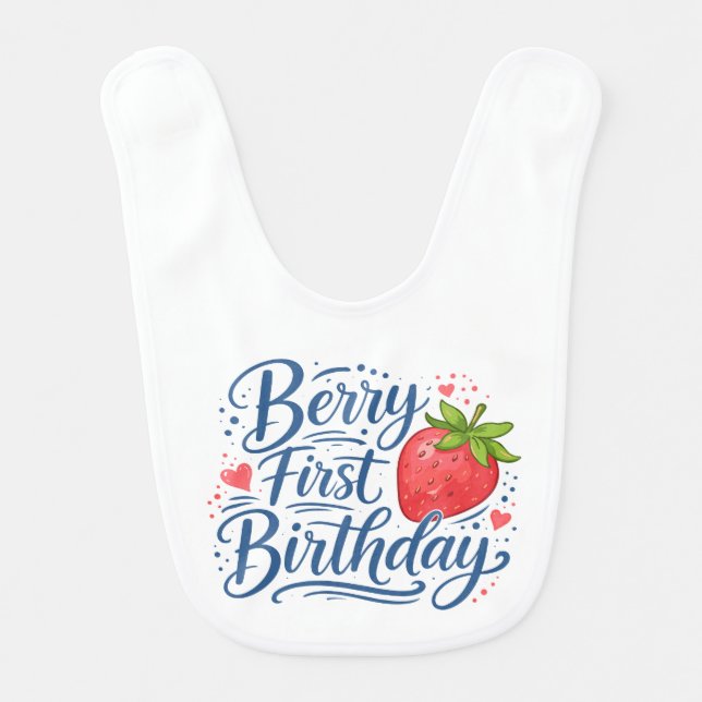 Berry First Birthday | One Year Old  Baby Bib (Front)