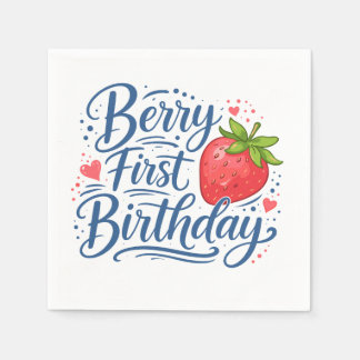 Berry First Birthday | One Year Old Party Napkins