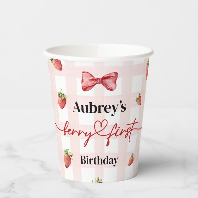 Berry First Birthday Paper Cups (Left)
