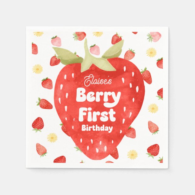 Berry First Birthday Paper Napkins (Front)