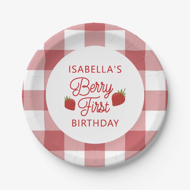 Berry First Birthday Paper Plate (Front)