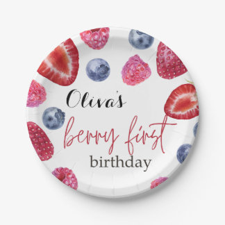 Berry first birthday paper plates