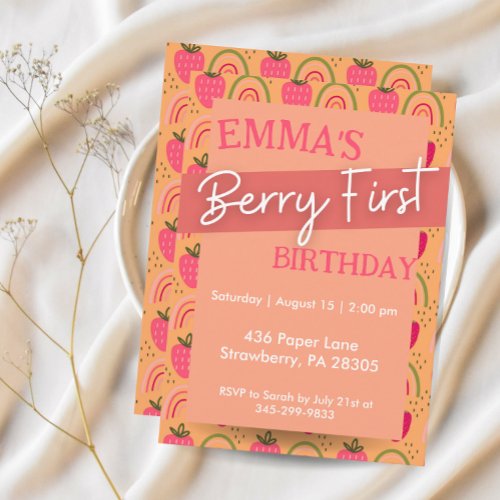 Berry First Birthday Party First Birthday Invitation