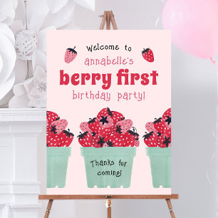 Berry First Birthday Party Foam Board Sign