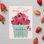 Berry First Birthday Party Invitation Strawberry<br><div class="desc">This berry sweet design features a basket of freshly picked watercolor strawberries. Along with a playful heart script font. Easily change the background color! See the entire collection for more matching items!</div>