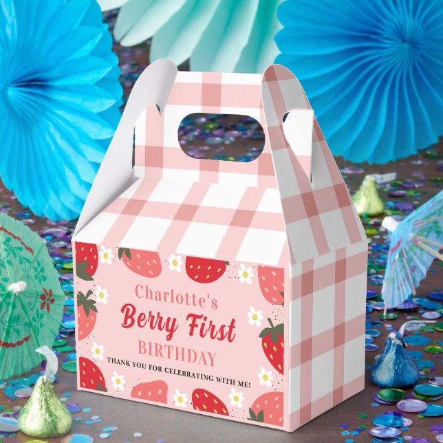 Berry First Birthday Party Invitation Strawberry F Favor Boxes (Party)