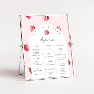 Berry first birthday party milestone poster