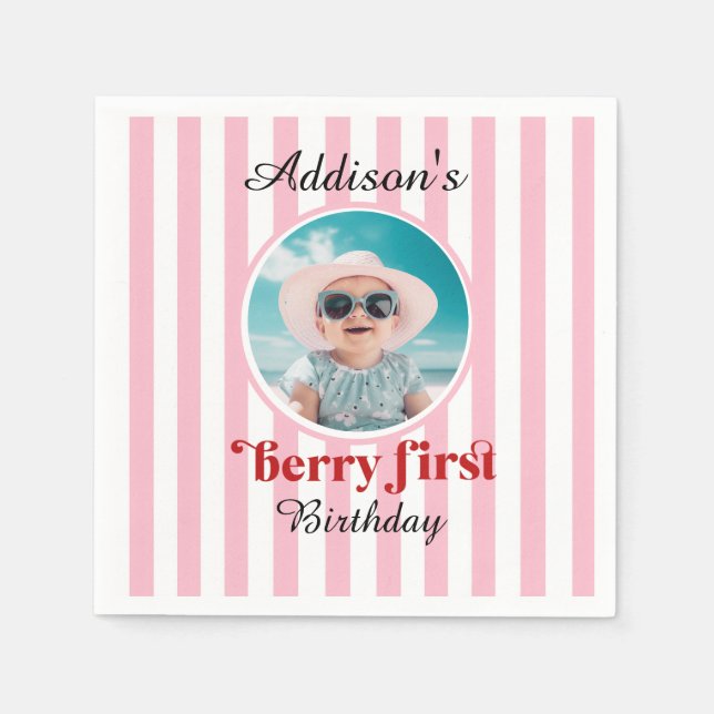 Berry First Birthday Party Paper cup Napkins (Front)