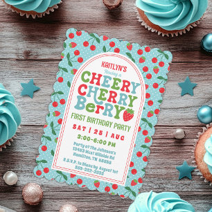 Berry First Birthday Party Photo Invitation