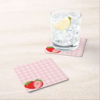 Berry First Birthday Party  Square Paper Coaster