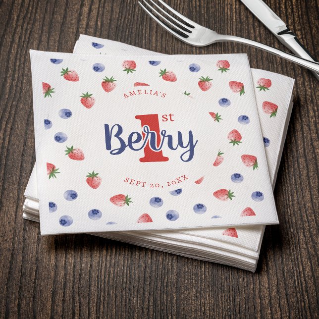 Berry First Birthday Party Strawberry & Blueberry Napkins (Berry First Birthday Party Strawberry & Blueberry Napkins
)