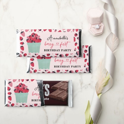 Berry First Birthday Party Strawberry Hershey Bar Favors
