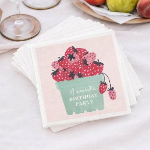 Berry First Birthday Party Strawberry Napkins
