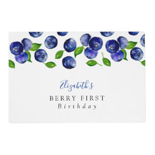 Berry First Birthday Personalized Blueberry Cute Placemat