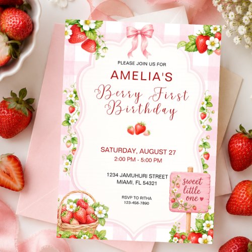 Berry First Birthday Personalized Invitation