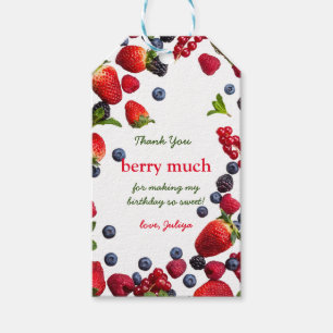Berry First birthday Photo Gift Tags